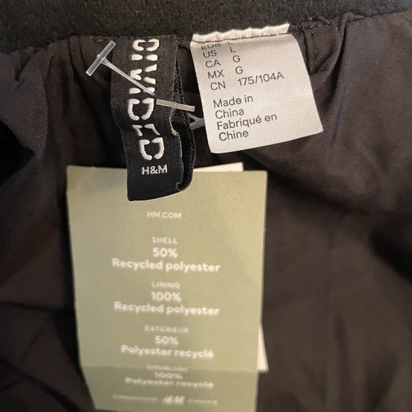 H&M Coat Womens L Black Overcoat Long Collared Business Winter Dress Coat - Picture 2 of 4